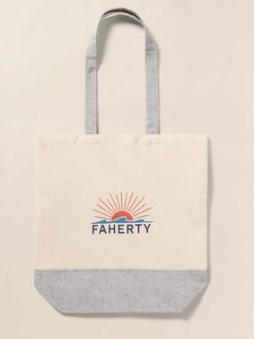Faherty Logo Cream Reusable Shopping Tote Bag NWOT